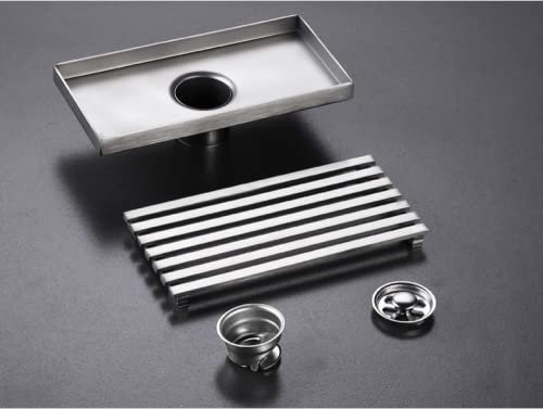 Bodenablauf Rechteckig Linear Anti-Geruchs-Abfluss Ablaufgarnitur Edelstahl Bad Duschabfluss Haarfänger 20×10 cm