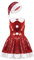 JanJean Kinder Mädchen Weihnachtskleid Glänzende Pailletten Prinzessin Kleid Festlich Ärmellos Partykleid Abendkleid mit Weihnachtsmütze Rot 110-116