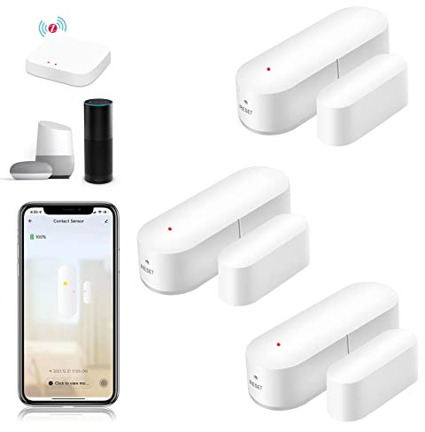 BSEED Zigbee Detector Ventana Puerta 3 Pack,Sensor Alarma Antirrobo Para La Seguridad Tienda Hogar Contra Ladrones, Compatible Tuya Alexa Google Home, Se Requiere Concentrador