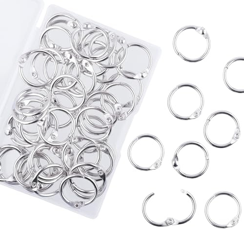 AKONEGE 50Pcs Binder Rings 19mm/0.75 Inch Small Metal Book Rings, Binding Rings for Index Cards Flash Cards, Keyrings Paper Ring Binder Clips for School, Office, Home