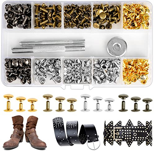 Borchie Decorative Ribattini,180 pz - quattro colori tre misure,Rivetti per cuoio,Ribattini per cuoio,Borchie un rivetto può essere utilizzato per pelletteria,Abbigliamento,Artigianato,ecc