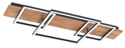Lucande LED Deckenlampe Chariska dimmbar mit Leselampe (Modern) aus Holz (3 flammig,) - Deckenleuchte Lampe Wohnzimmerleuchte