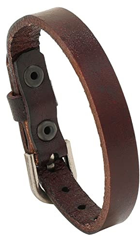 FAROX Bracelet en cuir lisse de style vintage Punk Cuff Réglable All-Match Couple Bracelet Hommes Femmes Main Accessoires Bijoux à la mode Cadeaux pour la famille Amis Petit ami Mari,marron foncé