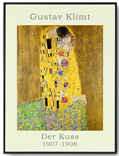 JOPRICO Gustav Klimt Poster - Der Kuss - Ausstellungsposter A4 21x29,7cm - mattes Galeriepapier