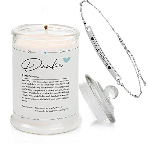 Himmelsflüsterer - Schmuckkerze Nr.1 Definition als Dankeschön Geschenke - Groß | inkl Armband mit Gravur | Duft: Vanille | 100% Sojawachs | 100h lange Brenndauer | 400g Wachs | Handgemacht