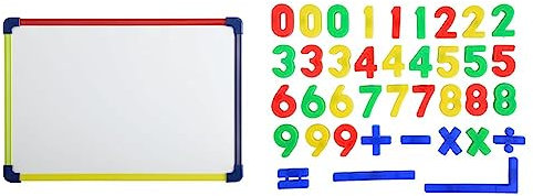 MAUL Whiteboard MAULfun 24x35cm | tragbare Magnettafel & Simba 104591457 - Art & Fun Magnetzahlen, Magnetzeichen, 37 Teile, 3, 2cm, ab 3 Jahren