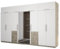 e-Meblast Moderner Kleiderschrank mit Spiegel 360x220 cm - Geräumiger, praktischer Schrank mit Kleiderstange, Ablagen, Schubladen - Garderobe, Schlafzimmerschrank Schlafzimmer - Sonoma Hell/Weiß