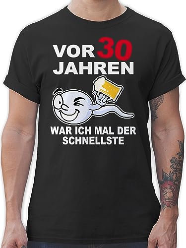 T-Shirt Herren - 30. Geburtstag - Vor 30 Jahren war ich mal der schnellste - lustig witzig Geschenk - 3XL - Schwarz - 30ig Shirt 30th Birthday Tshirts lustige zum männer 30.Geburtstag Tshirt t