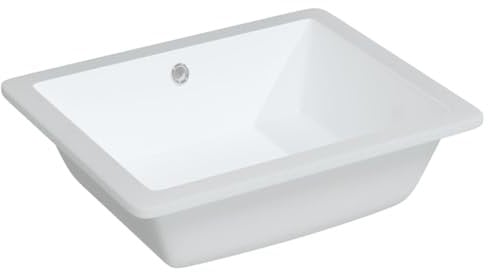 vidaXL Waschbecken, Rechteckiges Aufsatzwaschbecken mit Überlauf, Handwaschbecken für Badezimmer, Waschtisch Becken Waschschale, Weiß Keramik