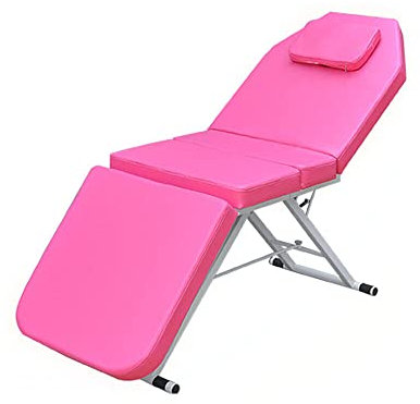 Froulaland Table de massage pliable en hauteur - Table de massage SPA - Lit de salon - 3 zones - En PVC - Pliable - Avec coussin - En polyuréthane - 182 x 60 x 60 cm - Rose