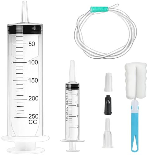 Großer Spritze 250ml Plastikspritze Wiederverwendbare Flüssige Spritze mit Schlauch für Flüssigkeiten, Leimapplikatoren, Experimente, Haustierfütterung, Hydroponik, Wissenschaft Gebrauch(250ml)