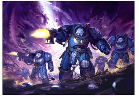 Displate Offiziell Warhammer MetallPoster Magnetische Befestigung Inklusive Lizenziert Bilder Hochwertiges Poster Terminator Assault Poster 45 cm x 32 cm