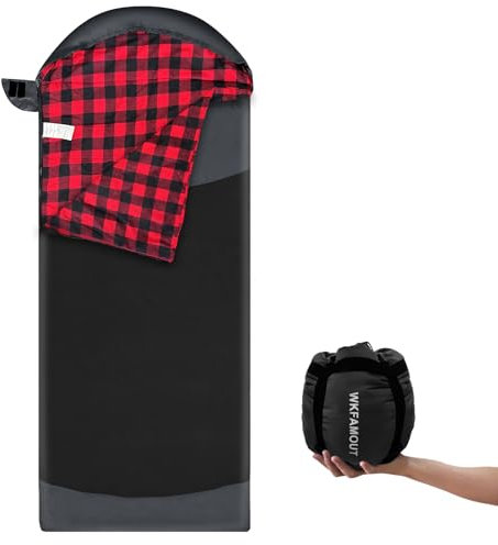 WKFAMOUT Ultralight Schlafsack Outdoor Flanell Schlafsäcke Kleines Packmaß Erwachsene Sommer Deckenschlafsack Maschinenwaschbarer für Camping Reise Wandern Garten Reise Schwarz