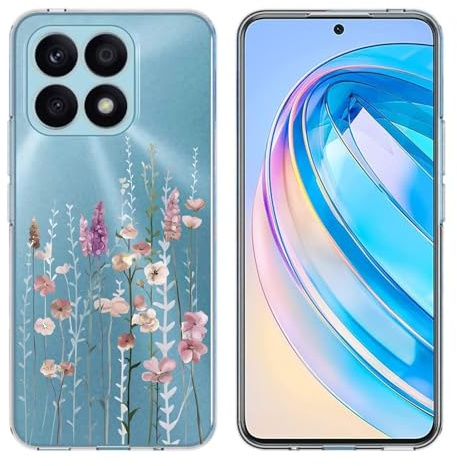 Kaywzo Hülle für Honor X8a,Transparent TPU Handyhülle mit Gemälde Blume Muster,Ultradünn Stoßfester Schutzhülle,Schön Silikon Cover Case-3