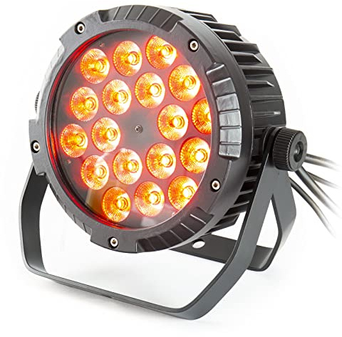 LightmaXX Slim Spot ARC LED PAR Scheinwerfer - 18x 10W RGBW - IP65 Outdoor - DMX Steuerbar - Inklusive Montagebügel - Schwarz