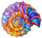 Funnli Holzpuzzles für Erwachsene und Kinder,Einzigartige Tierförmige Holz-Puzzle (Bunte Nautilus), Puzzle aus Tierteilen