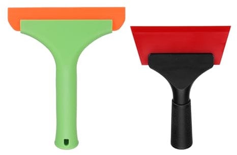 sourcing map Small Silicone Shower Squeegee for Glass Doors, 6 Bath Squeegee with 5 Small Rubber Window Shower Squeegee for Bathroom Window Mirror, Green/Orange, Black/Red