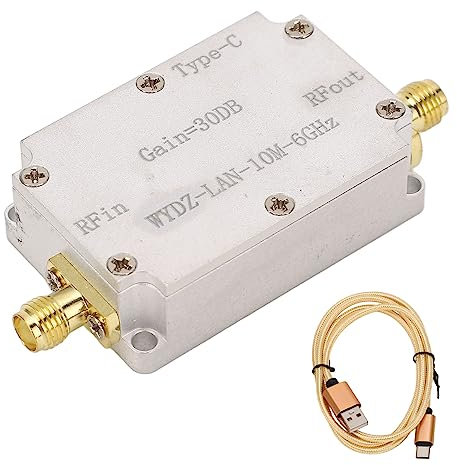Amplificador de Banda Ancha RF Amplificador LNA Amplificador de bajo Ruido 10M-6GHz SMA Hembra Alta Ganancia para Radio Ganancia de 30 DB DC 5V Banda Ultra Ancha