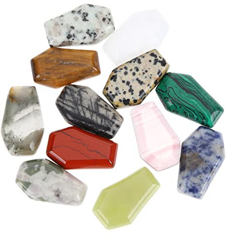 MOLUCKFU 12 Stück Natürliche Meditationskristallsteine Sargförmiger Für Schmuck Dekoration Meditationsornament Zufällige Auswahl