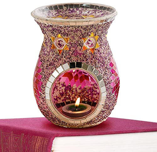 Ölbrenner - Keramiköl -Diffusor, tragbare Aromatherapie -Lampe | Dekoratives Duftwärmer kompatibles Wachsschmelzen, türkisches Design Buntglas Teelicht Tabletop Ölwärmer für Heimbüros