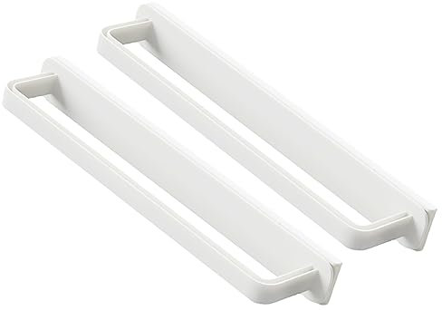 Lot de 2 porte-serviettes coulissants adhésifs pour cuisine, salle de bain, armoire de rangement, gain de place, barre porte-serviettes en ABS blanc avec tiges murales pour lingettes