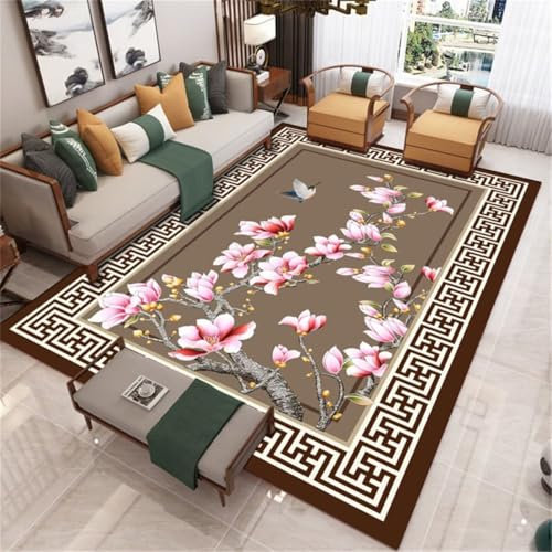 Kunsen Tapis d' entrée Tapis de Couloir de Chambre à Coucher de Conception de mer de Fleur Rose Durable Tapis d eveille Bebe Rose Tapis Interieur