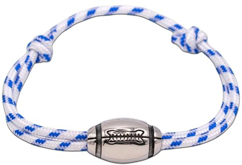 Ernestine - Bracelet rugby - taille ajustable, cadeau fête des pères papi - joueurs de rugby, avec breloque ballon de rugby - bracelet rugby XV de France pour hommes - cadeaux homme papi - rugbyman