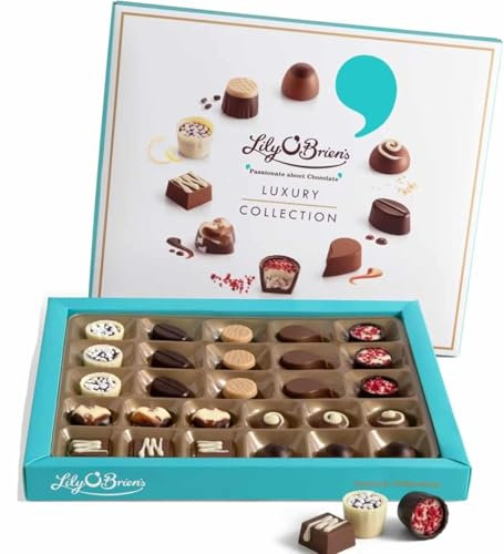 Lily O Brien Chocolate Desserts, 27 Chocolates 270g & Sticker - Milk, White & Dark Chocolate Gift Selection Box Lily Obriens Chocolates UK - Christmas, Birthday, Valentine, Fathers Day, Mothers Day