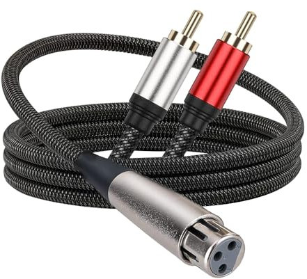 Câble XLR mâle/femelle vers double RCA mâle - Transmission de signal audio transparent - Adaptateur de câble audio pour casque amplificateur et micro