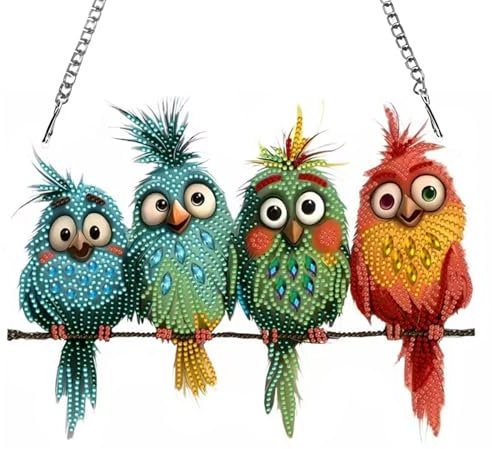 Gemdoit Diamond Painting Fensterbilder Vögel Diamond-Painting Deko Diamant Malerei Bilder Tiere Daiments Malerei Anhänger Erwachsene Kinder Bastelset Erwachsene Kinder