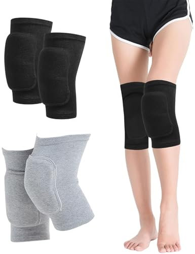 2 Stück Kniepolster Professionelle Knieschützer für Arbeit/Tanzen/Inliner, Atmungsaktive 3D-Polsterung mit Druckausgleich, Gartenarbeit Yoga & Sportschutz Erwachsene & Jugendliche (Schwarz+Grau)