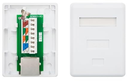 Roseta de Superficie RJ45 Cat.6 FTP, 1 Toma Blanca, Ideal para Conexiones de Red de Alta Velocidad en entornos residenciales y comerciales.