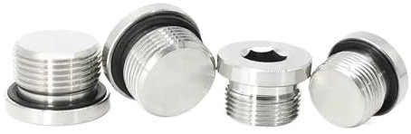 Tapón de aceite con cabeza roma y brida hexagonal de acero inoxidable DIN908 304, tornillo macho con anillo de sellado ED(M10x1)