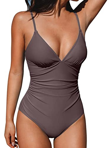 Costume Intero Donna Curvy Contenitivo Pancia Costumi da Bagno Intero Scollo a V con Spalline Regolabili Brasiliana Vita Alta Taglie Forti Costume Mare Piscina Bikini Push Up Monokini Swimsuit
