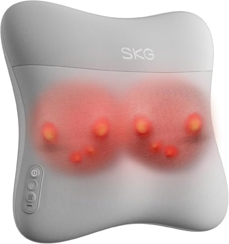 SKG Nacken- und Rückenmassagegerät mit Wärme, Shiatsu Massagekissen, VS500 | Tragbares Massagekissen Tiefengewebe-Massage mit Vibrationsmassage für Zuhause & Büro, Geschenk für Männer Frauen