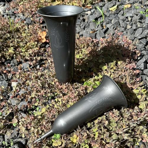 eberin365 GRABWELT – Ø 11,5cm - 26cm Friedhof Grabvase · Grabblumenvase mit Symbol · Steckvase fürs Grab · dekorative Blumen- oder Gesteckvase – 2 Größen verfügbar