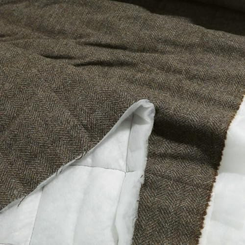 TOLKO 1m Steppfutter mit Woll-Tweed | Futterstoff Futter-TAFT für Jacke Decke Kissen | Stoff zum Nähen Dekorieren | knitterarm | 140cm breit Modestoff Kleiderstoff Meterware (Tweed Gesteppt)
