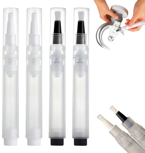 Yolkify Touch Up Paint Pen, Paint Touch Up Pen Refillable for Walls, Pack of 4 6ml Brush Pens, Precise Application, for DIY Home Improvement, Furniture, Arts and Crafts Stains Scratches Repair