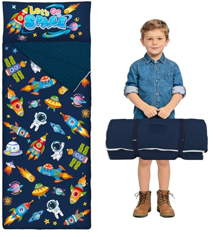 Schlafsack Kinder mit Kissen Abnehmbar Faltbare Kinderschlafsack 150×60cm | Leicht Warm Kinderschlafsack Doppelter Reißverschluss für Mädchen Jungen Faltbare Deckenschlafsack für Indoor Outdoor Camping