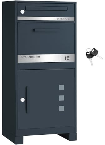 SONGMICS Paketbox, Briefkasten mit Paketfach, personalisiert, Stahl