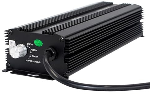 Omega Black 600W Dimmable Digital Ballast – 600W Super Lumen, Soft Start & Thermal Protection for HPS & MH Grow Lights (220–240V)