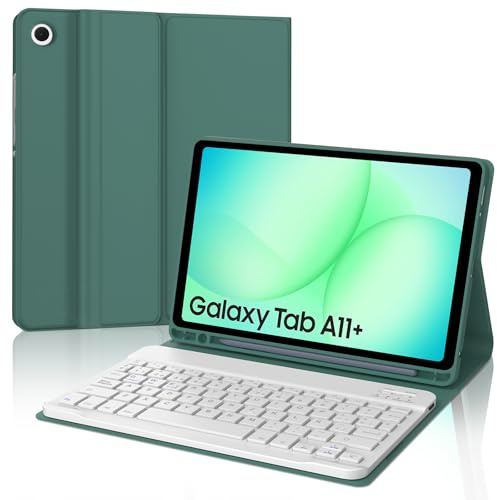 FOGARI Teclado para Samsung Tab A11 Plus 11 2025 | Funda Tab A11+ Español Ñ Teclado Magnético Desmontable Bluetooth para Tablet Samsung Tab A11+/A11 Plus 11 2025, Verde Oscuro