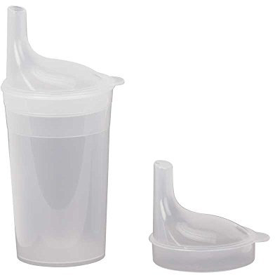 WILLY BEHREND Trinkbecher-Set, 2 transparente Becher mit 2x wahlweise langen oder kurzen Mundstücken, Polypropylen, 250ml Fassungsvermögen