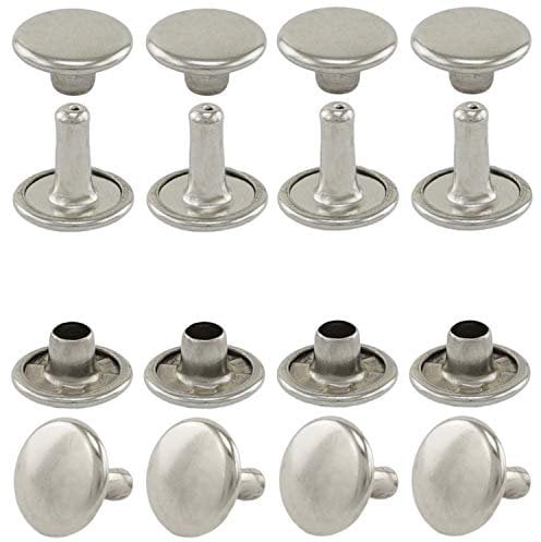 GETMORE Parts Hohlnieten Doppelkopf, Doppelhohlnieten, Doppel-Niet, Stahl, zweiteilig - ab 100 Stück, Silber vernickelt, 12 mm