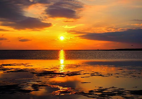 XXL Poster 100 x 70cm (S-844) Blick aufs ruhige Meer beim Sonnenuntergang (Lieferung gerollt!)