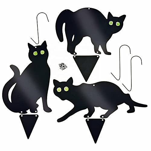 Unibos | Cat Silhouette for Garden | Cats Scarer with Marble Eyes | Bird Deterrent, Fox Repellent, Rodent Repeller | Decorative - Weatherproof and Ecological | 𝗣𝗮𝗰𝗸 𝗼𝗳 𝟯