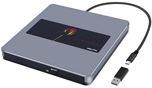 NOLYTH External DVD Drive, Slim CD Drive for Mac, USB Disk Drive CD Burner DVD Player for Laptop, Portable CD ROM Optical Drives CD Reader DVD Writer for PC MacBook Windows