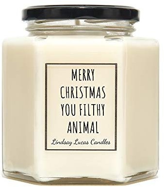 Christmas Scented Candle. Merry Christmas You Filthy Animal
