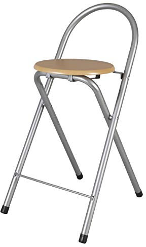 The Secret Home - Taburete Plegable de Cocina - Silla Plegable de Metal y Madera - Silla Apta para Interior y Exterior - Alto: 80 cm x Largo: 40 cm
