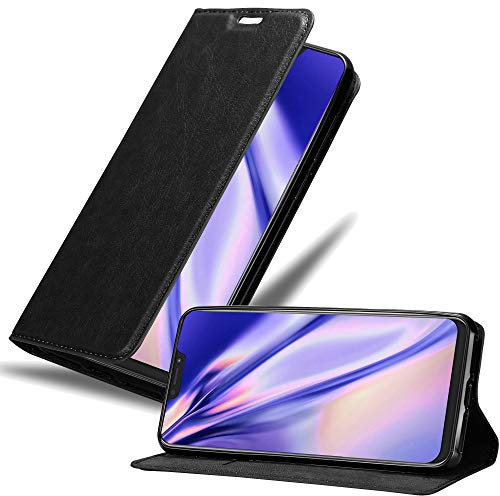 Cadorabo Custodia Libro per Asus ZenFone 5Z in NERO DI NOTTE - con Vani di Carte, Funzione Stand e Chiusura Magnetica - Portafoglio Cover Case Wallet Book Etui Protezione